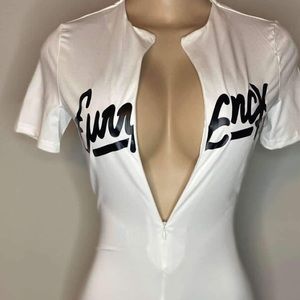 White fitted body suit